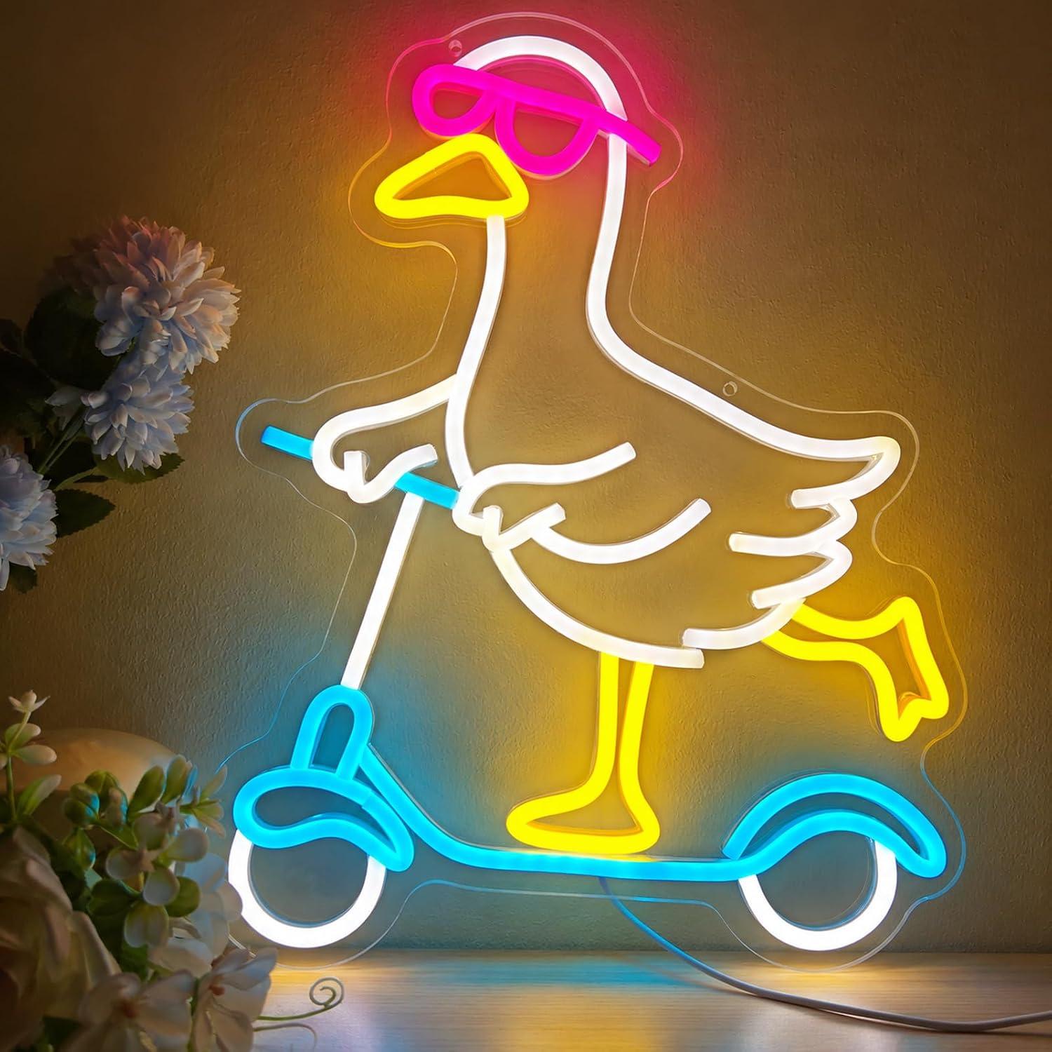 Duck Neon Sign Cool Animal LED - Party Games Night ulasan dan harga