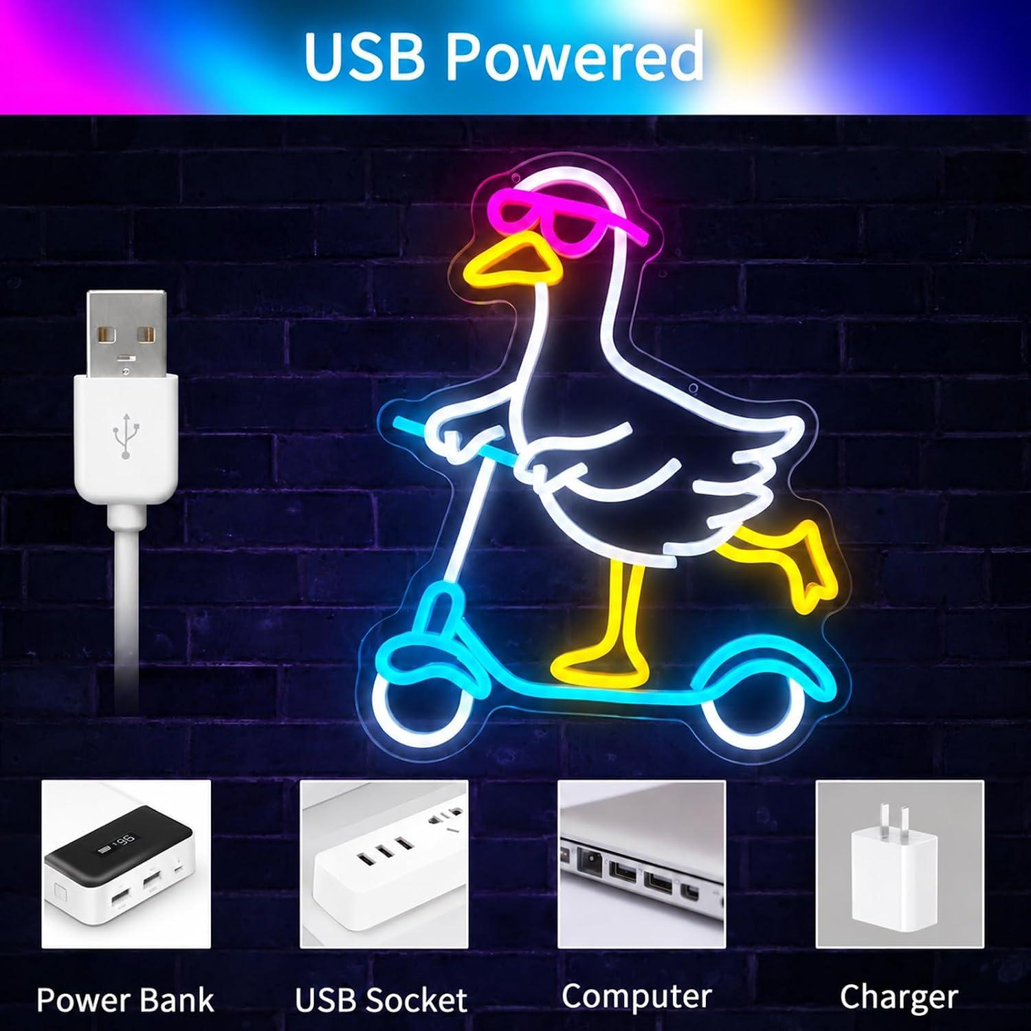 Duck Neon Sign Cool Animal LED - Party Games Night ulasan dan harga